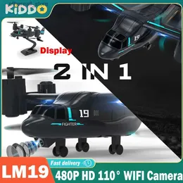 Drones 2-in-1 LM19 RC Drone 480p HD Camera Quadcopter wifi fpv non-lolling professional professional remote helicopter boy boy q231108