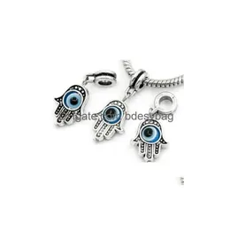 魅力100pcs/lot hand Evil Eye Charms Big Hole Beads Jewelry Making drop Delivery Jewelry Fundings Compon DH8bs