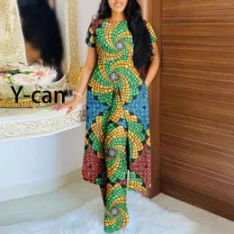 Ethnic Clothing African Dashiki Clothes For Women Set Slim Fit Long High Slit Coat With Pocket Pant Lady Bazin Riche Causal Outfits Y2326006