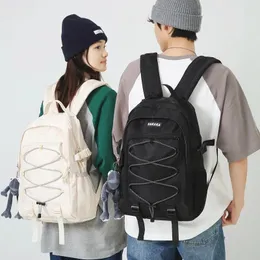 Mochila 2023 primavera cor sólida nylon grande capacidade moda conector estudante para homens e mulheres