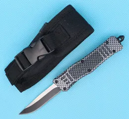 Specialerbjudande kolfiberfärg 7 tum 616 Automatisk taktisk kniv 440C Black + Wire Ritningsblad Zink-aluminiumlegering Handtage EDC Pocket Knives