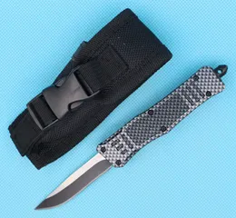 Sonderangebot Carbon Fiber Farbe 7 Zoll 616 Automatische Taktische Messer 440C Schwarz + Draht Zeichnung Klinge Zink-aluminium Legierung griff EDC Taschenmesser