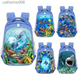 Mochilas Mar Animal Tartaruga Tubarão Golfinho Mochila Mulheres Homens Mochila Crianças Sacos Escolares para Adolescente Meninos Meninas Mochila Escolar BookbagL231108