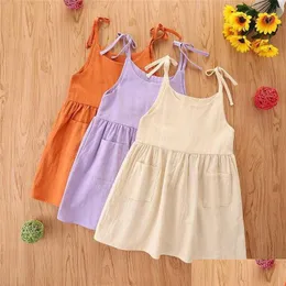 Girl's Dresses Girls Trendy Sleeveless Dress Summer Casual Western Drop Delivery Baby, Maternity Baby Kids Clothing Dhfrw