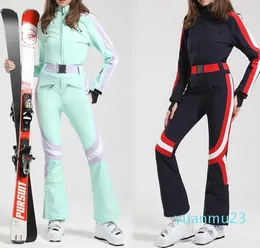 Ternos de esqui terno de esqui feminino fino ao ar livre snowboard macacão quente conjunto macacão roupas de inverno à prova vento à prova dwindproof água