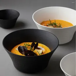 Bowls Nordic Style Black And White Solid Color Ceramic Bowl Household Large Ramen Rice Noodles Soup Home Restaurant Tableware