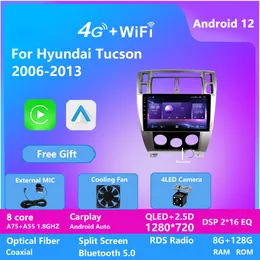 Android 12 Autoradio 자동차 라디오 비디오 DVD 플레이어 GPS 현대 투손을위한 WiFi Bluetooth 수신기 2006-2013 2.5D IPS 화면 헤드 장치