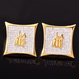 18k Gold Hip Hop Screwback Stud örhängen S925 Silver Needle Simulated Diamond CZ Earrings Studs Rock Rapper Jewel Gifts