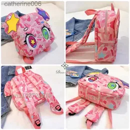 Plecaki Y2K Pink Bear Backpack Waterproof PU skórzany szkolna szkolna dziewczyna kreskówka pudełko Kawaii Bookbag Anime kamuflaż uroczy podróż na ramię Bagl231109