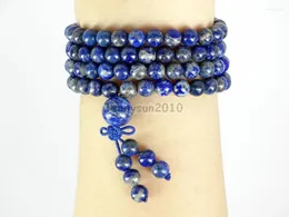 Strand Natural Lapis Lazuli 6mm Gems Stone Buddhist 108 pärlor Bön MALA Multifunktionsträckligt armbandhalsband 5Strands/Pack