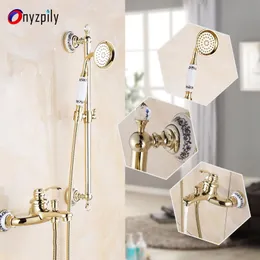 Bathroom Shower Sets European Faucet Home Rose Gold Bath Nozzle Set Copper Mixed Water Valve Wall Mounted