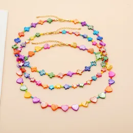 Catene BohoBliss Collana con perline di conchiglie Collana per donna Stella colorata Croce a forma di cuore Set di gioielli Miyuki Regalo da surf da spiaggia
