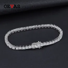 Charm Armband Oevas 100 925 Sterling Silver 3mm Created Diamond Gemstone Bangle Charm Wedding Tennis Armband Fine Jewelry Wholesale Dropship 230407