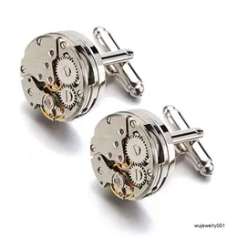 Gemelli del movimento dell'orologio per gemelli inamovibili del meccanismo dell'orologio Steampunk Gear per gli uomini Relojes Gemelos