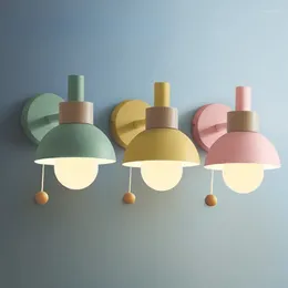 Wall Lamp Nordic Macaron LED Colorful Light For Children's Bedroom Bedside Reading Sconces Home Art Decor Lighting