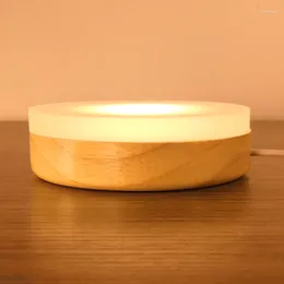 Luci notturne Creative in legno massello Luce a LED Arredamento moderno per la camera da letto Telecomando Lampada 3D con regolazione a sette colori Plug-in USB