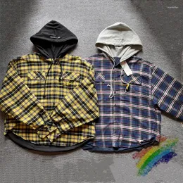 Herrtröjor pläd grailz dubbelsidig flanell hoodie män kvinnor 1: 1 toppversion tjock håll varm streetwear lapptäcke