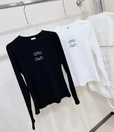 Designer camiseta gráfico camiseta roupas mulheres camisas moda impressão em torno do pescoço preto branco manga longa t-shirt para mulheres tee top algodão-mistura senhoras camiseta