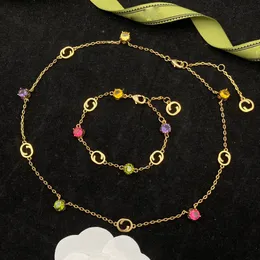 Luxury classic colorful gem necklace Fashion Bracelet Jewelry G Necklaces & Pendants Wedding Pendant Necklaces bracelet high quality with box