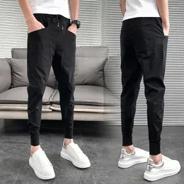 Męskie spodnie Summer Slim Casual 9-punktowe stóp Solidny kolor dziki spodnie joggery streetwearne