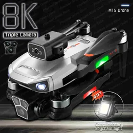 Drohnen Neue M1S Drohne 8k Profesional Drei HD Kamera Hindernisvermeidung Luftfotografie Bürstenloser Motor Faltbare RC Quadcopter Spielzeug Q231108