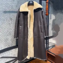 Futro damska sztuczna skórzana kurtka dla kobiet ubranie ciepłe naturalne kurtki owczeliny długie zimowe płaszcz Casaco Pelo 231108