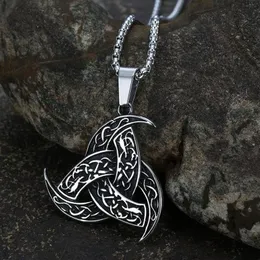 Pendentif Colliers Style Nordique Viking Celtic Noeud Triangle Collier Pour Hommes Rétro Amulette Bijoux CadeauPendant2609