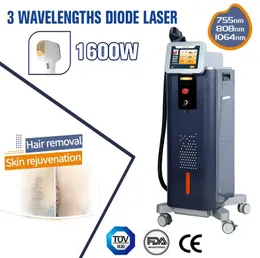 Powerful 808nm ice diode laser hair removal machine triple wavelength 755 808 1064nm 3 traetments permanent remova all hair skin rejuvation beauty machine