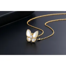 Klassischer Designerschmuck Van Clover Halskette Schmuck Hohe Version S925 Silber Schmetterling Weiße Fritillaria-Halsketten Koreanischer einfacher Feen-Schlüsselbeinkettenanhänger