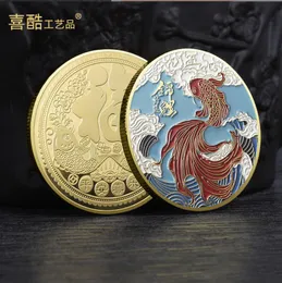 Arts and Crafts Koi Peace and Joy commemorative coin Auspicious Metal Commemorative Medal for Pisces Welcoming Lucky Clouds