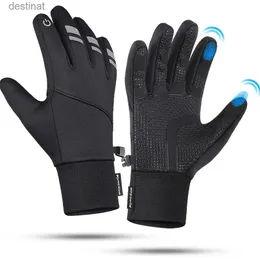 Fem fingrarhandskar Autumn Winter Warm Cycling Gloves Thermal Outdoor Sport Running Bicycle Ski Gloves For Camping Vandring Motorcykelhandskar Menl231108