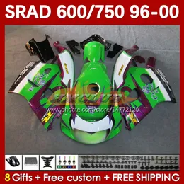 Body Kit For SUZUKI SRAD GSXR 750 600 CC GSXR600 GSXR750 1996-2000 168No.53 GSX-R750 GSXR-600 1996 1997 1998 1999 2000 600CC 750CC 96 97 98 99 00 MOTO Fairing green black