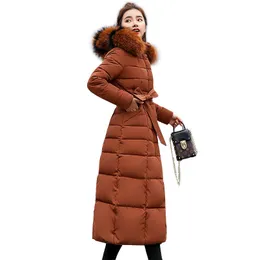 Женский пуховик, хлопковая куртка средней длины с большим меховым воротником, зимняя спортивная ветрозащитная шапка с воротником, теплое модное классическое пальто