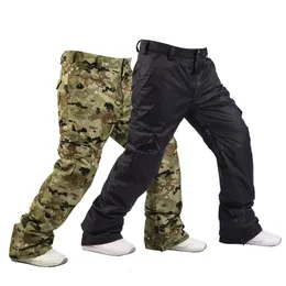 Skidåkning Bib Pants Men's Waterproof Snowboard Pants Winter Ski Pants Man Camouflage High-mist utomhus vindtät tjockare snöskidbyxor 231107