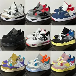 Jumpman 4 4s Kids Basketball Shoes Raptors Bred Tattoo Tinker Black Cement Big Kids Youth Boys Sport Shild Size Size 28-37