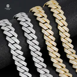 Partihandel Hip Hop Men Necklace 14K Diamond Zircon Miami Cuban Link Chain Iced Out