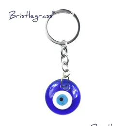 Keychains & Lanyards Turkish Blue Evil Eye Key Chains Ring Holder Keychain Amets Lucky Charm Glass Hanging Pendant Blessing Dhgarden Dhun1