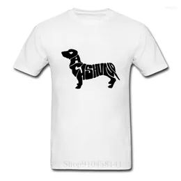Męskie koszulki Kreatywne angielskie litery Design Dachshund Dog Cotton O Neck Custom Printed Tshirt for Lover Men T-shirty xxxl