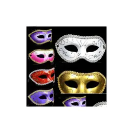 Máscaras de festa Halloween mens e feminino máscara de máscara de vestido extravagante veneziano meio rosto de rosto opcional mticolor entrega em casa ga dhezw