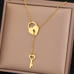 Trendy Fine Heart Lock Key Independent Pendants Necklaces Fashion Chains Choker For Women Jewelry Gifts