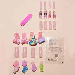 Falska naglar bekväma falska tecknade inspirerade vattentäta gel 3D Candy Charms Full Cover Tips Diy Nail Art Kit For Women