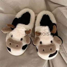 Slippers 2023 Milk Cow Fluffy Fur Slippers Women Men Winter Warm Shoes Soft Plush Lovers Home Floor Slides Cute Animal Frog Footwear J231108