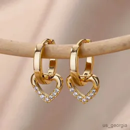 Kolczyki sercowe z cyrkonem dla kobiet ze stali nierdzewnej złota kolczyka 2024 Trend Nowa luksusowa biżuteria Aretes R231108