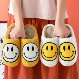 Inverno Mulheres Smiley Chinelos Fluffy Faux Fur Sorriso Rosto Casa Sapatos Macios para Interior Feminino Ao Ar Livre 211023 cinco