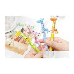 Pencils Wholesale Stationery Cartoon Giraffe Rollerball Pens Ballpoint Pen Lovely Pencil Childrens Toys Gifts New Specials Drop Deli Dhhfg