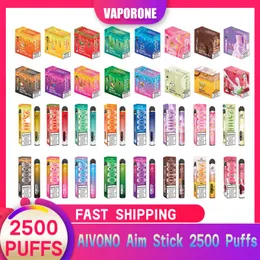 Originale AIVONO Aim Stick 2500 Puffs E Sigaretta 1000mah 9ML Capacità Preriempita Monouso Vape Pods 5% 2% 0% Vaporizzatore Bar 16 gusti