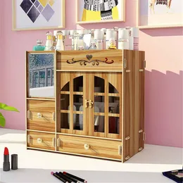 Storage Boxes Makeup-Organizer-Cosmetic-Storage-Box-Drawer-Case-Brush-Lipstick-Desk-Holder-Tissue-Holder-Mirror & Bins