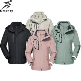 Skidjackor Vattentät vindtät 3 i 1 jacka Ski Snowboard Apparel Ski Wear Ladies Winter Warm Ski Hoodie Set 231107