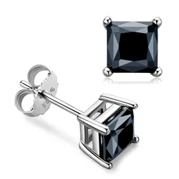 Moda unissex Trendy bling 925 prata esterlina 1ct preto sqaure moissanite Brincos de diamante