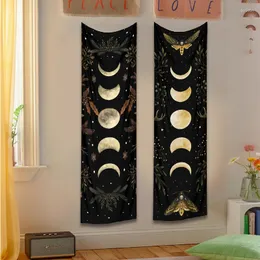 Tapestries Moon Phase Phase Wall Tapestry Hanging Moth Finorage Vintage Star Snake Dervination Bohemian Home Decor